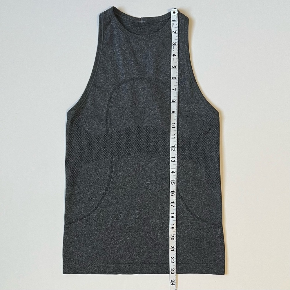 Lululemon Run Swiftly Tech Tank Top High Neck Heathered Black Gray 4 Racerback - Picture 10 of 12